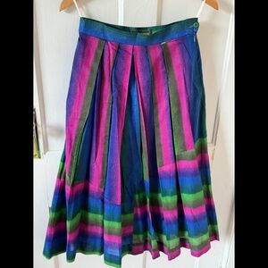 Vintage 100% Cotton Geiger Pleated Colourful Fully Lined Midi Skirt Size 40